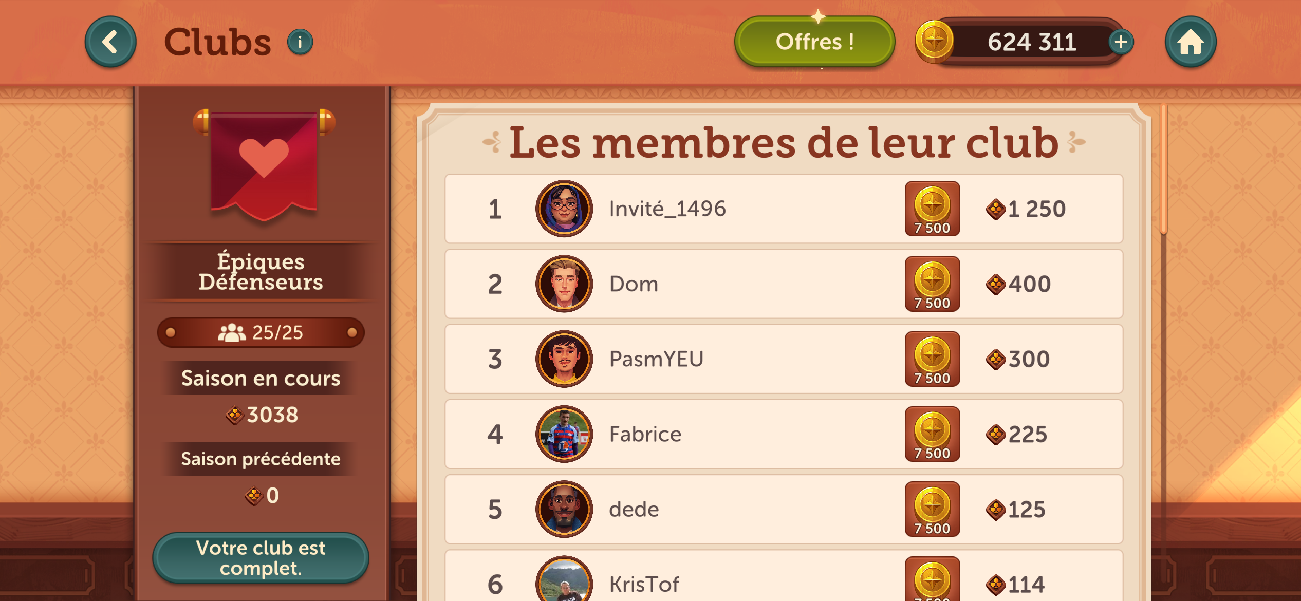Les membres de leur club
