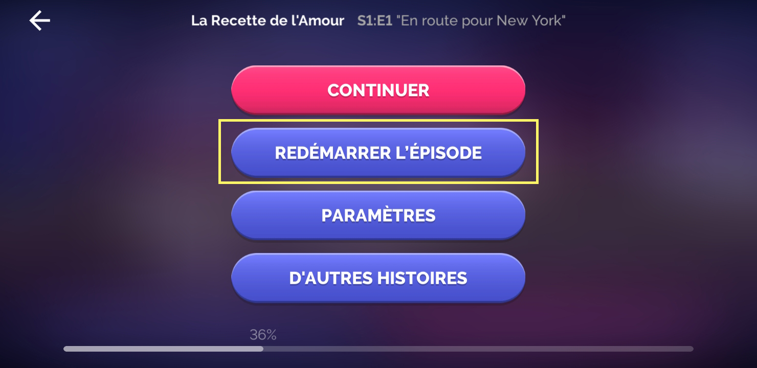 Comment puisje redémarrer mon épisode ? Je n’aime pas les décisions que j’ai prises