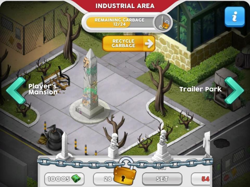 Uma imagem da tela de reciclagem na Área Industrial.