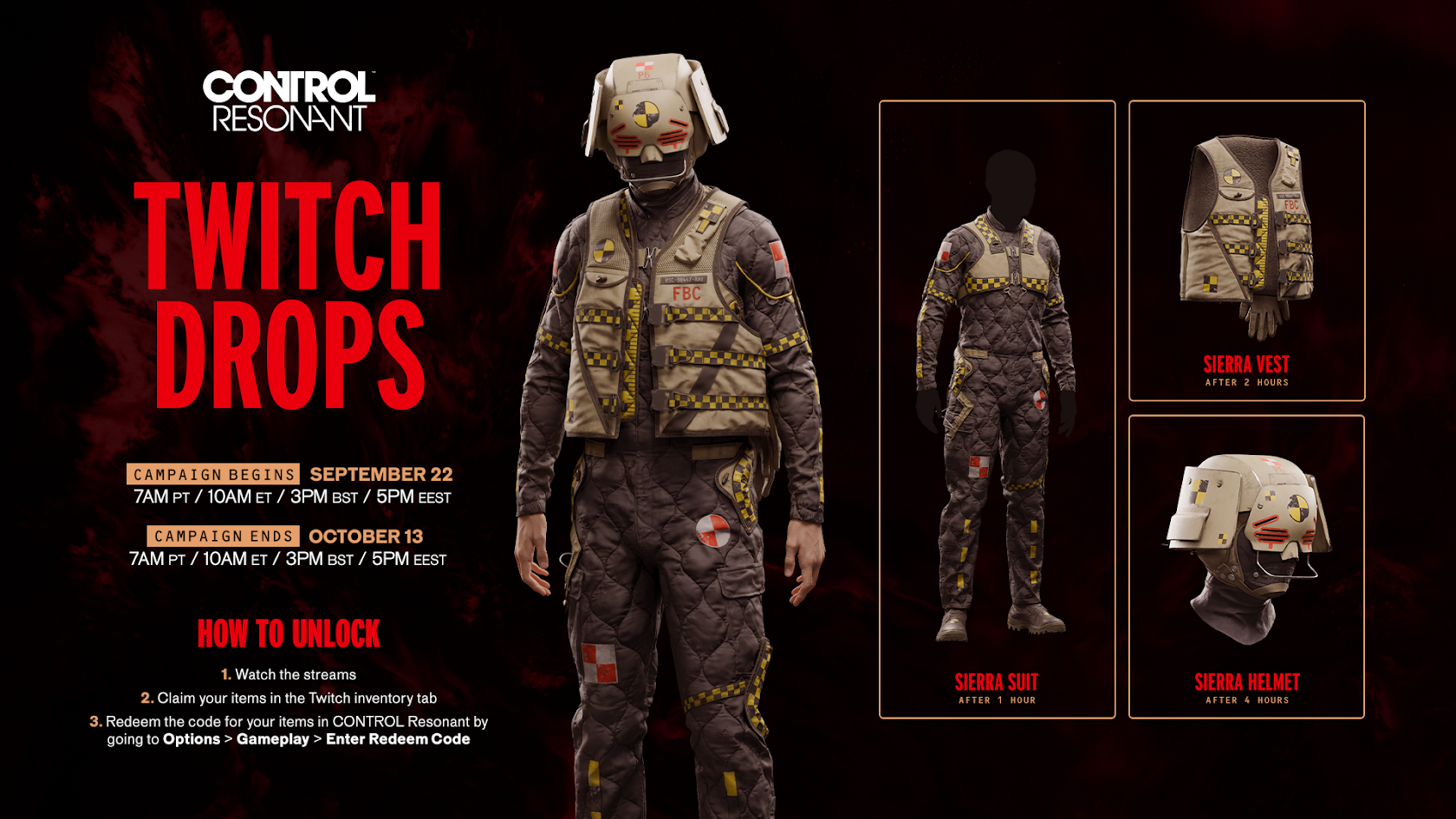 CONTROL Resonant Twitch Drops - Earn the Sierra Outfit — CONTROL ...