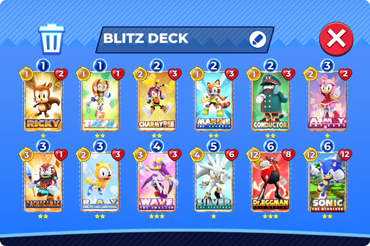 construção de baralho Sonic Blitz