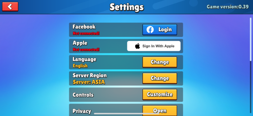 What are the available Settings? — Stumble Guys Help Center