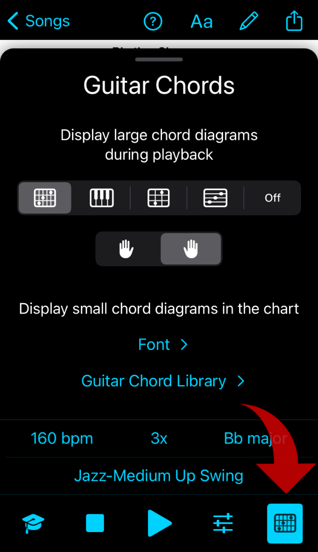 Chord diagram - change the fingering/voicing — iReal Pro Help Center