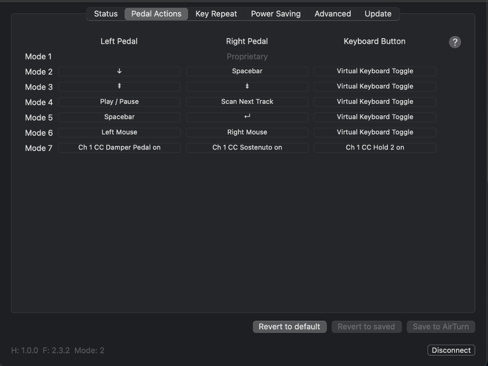 image of Airturn manager settings as described in example