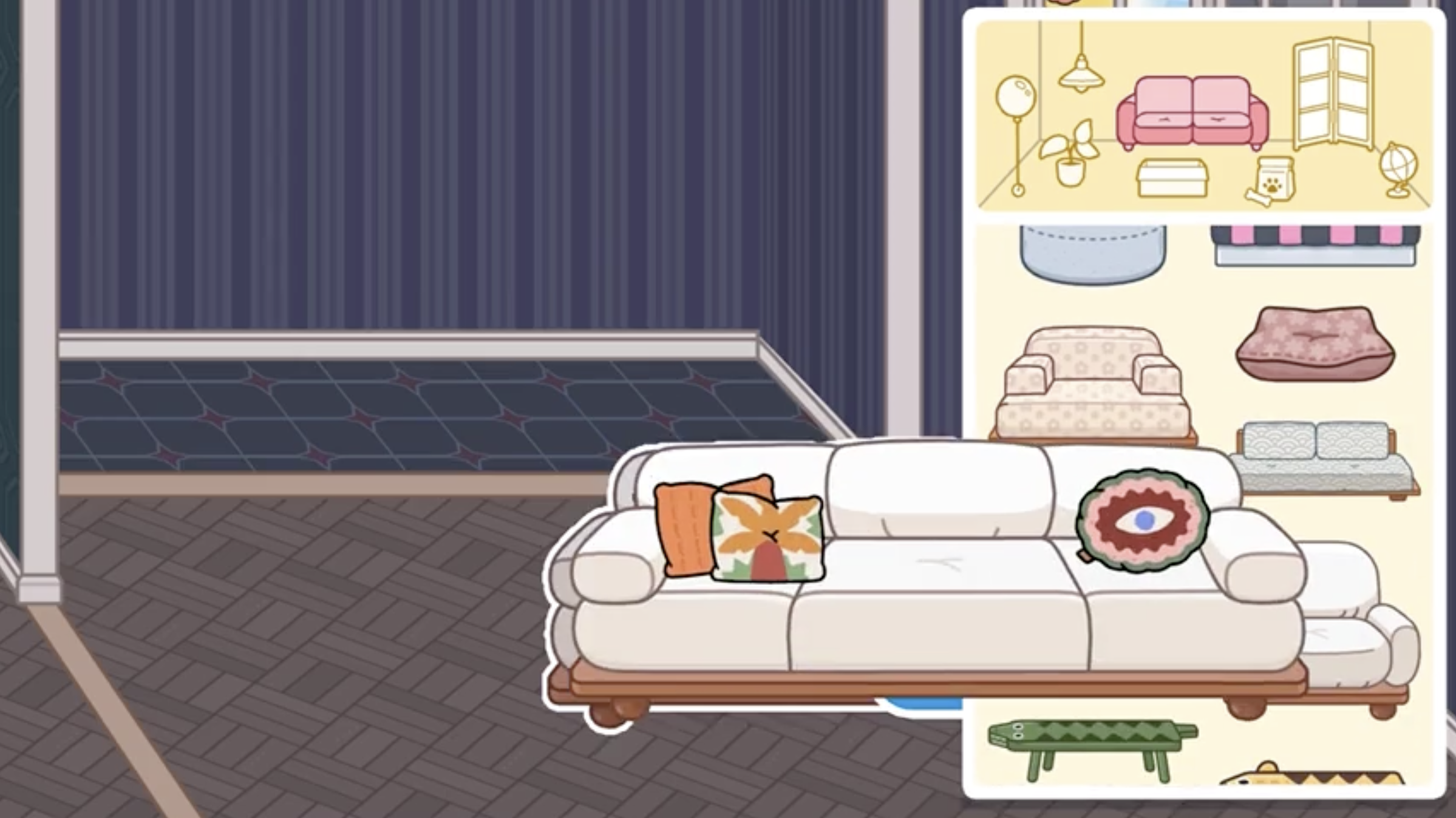 Sofa dragged out from design-view